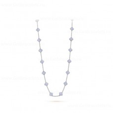 Van Cleef Arpels Magic Alhambra Sautoir 20 Motifs Pendentif Or Blanc Calcédoine