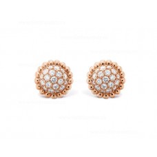 Van Cleef Arpels Boucles d'oreilles Perlée Diamants Or Rose