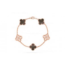 Van Cleef Arpels Bracelet Alhambra 5 motifs avec diamants et nacre grise