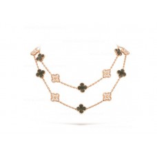 Van Cleef Arpels Collier Sautoir Alhambra 20 Motifs Nacre Grise Avec Diamants