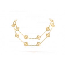 Van Cleef Arpels Collier Sautoir Alhambra 20 Motifs Or Jaune Diamants