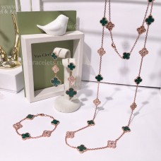  Van Cleef Arpels Ensemble Alhambra Avec Diamants Malachite