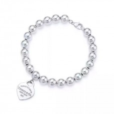 Retour à Tiffany Bracelet de perles Pendentif coeur en argent sterling pour