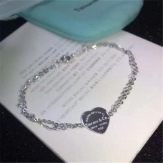 Retour à Tiffany Bracelet à double chaîne avec étiquette en forme de cœur, argent/or rose/or jaune, fête pour femmes, Malaisie