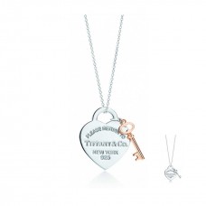 Tiffany Heart Tag Clé Pendentif Chaîne Collier Fête des Mères