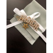 Cristian Dior JDior Logo en forme d'étoile détail épingle à cheveux en laiton diamants pour femme