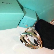 Tiffany Atlas Bracelet à charnière fermée pour femme Argenté Rose/Or jaune Cristaux