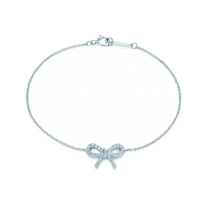 Tiffany Bow Or Rose Bracelet Argent Pendentif Diamants Bijoux