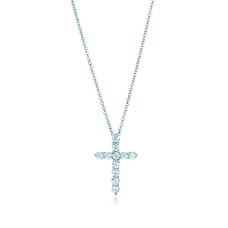 Pendentif croix Tiffany avec diamants, chaîne en argent Sterling, bijoux de fête pour femmes