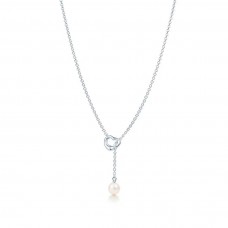 Tiffany Elsa Peretti Lariat pendentif coeur ouvert avec collier de perles bijoux pour femmes