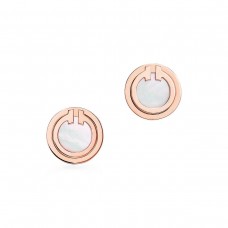 Tiffany Tiffany T Boucles d'oreilles circulaires en nacre blanche en or rose 18 carats Boucles d'oreilles à tige bouton Tiffany Tiffany T Boucles d'oreilles circulaires en nacre blanche en or rose 18 carats Boucles d'oreilles à tige bouton