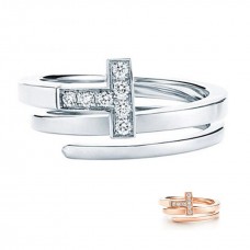 Promotion Bague Tiffany T En Argent Sterling Diamants Ronds