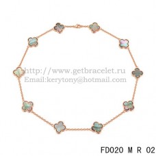 Van Cleef Arpels Collier Alhambra Or Rose 10 Motifs Nacre Grise 45cm