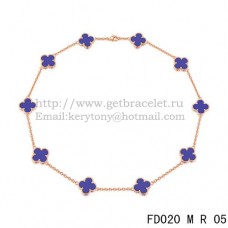Van Cleef Arpels Collier Alhambra Or Rose 10 Motifs Pierre Lapis Nacre 45cm