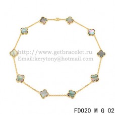 Van Cleef Arpels Collier Alhambra Or Jaune 10 Motifs Nacre Grise 45cm