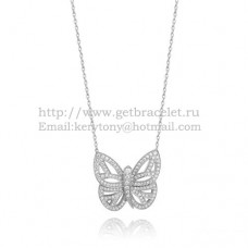 Van Cleef Arpels Pendentif sculpture creusement papillon en or blanc avec pavé de diamants