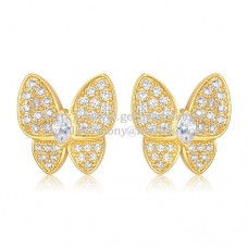 Van Cleef Arpels Boucles d'oreilles Flying Two Butterflies en or jaune avec pavé de diamants Van Cleef Arpels Boucles d'oreilles Flying Two Butterflies en or jaune avec pavé de diamants