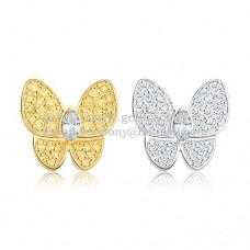 Van Cleef Arpels Boucles d'oreilles Flying Two Butterflies en or blanc jaune avec pavé de diamants Van Cleef Arpels Boucles d'oreilles Flying Two Butterflies en or blanc jaune avec pavé de diamants