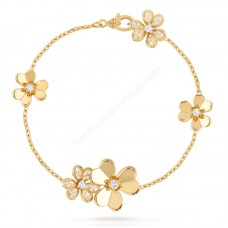 Van Cleef Arpels Frivole Bracelet 5 Fleurs Or Jaune/Or Blanc Avec Diamant Price America
