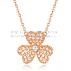 Van Cleef Arpels Collier Frivole en or rose avec pavé de diamants