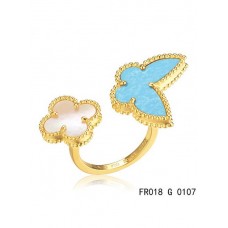 Van Cleef Arpels Chance Alhambra Entre Les Doigts Bague Or Jaune Turquoise Avec Nacre