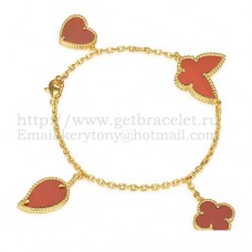 Van Cleef Arpels Bracelet Lucky Alhambra 4 Motifs Or Jaune Avec Combinaison De Pierres 004