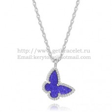 Van Cleef Arpels Collier papillon Lucky Alhambra en or blanc avec pierre de lapis et nacre
