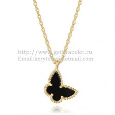 Van Cleef Arpels Collier Papillon Lucky Alhambra Or Jaune Avec Nacre Onyx Noir Van Cleef Arpels Collier Papillon Lucky Alhambra Or Jaune Avec Nacre Onyx Noir