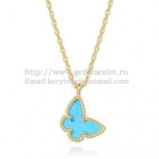 Van Cleef Arpels Collier Papillon Lucky Alhambra Or Jaune Avec Nacre Turquoise