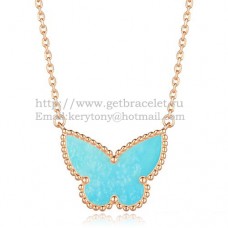 Van Cleef Arpels Pendentif Papillon Lucky Alhambra Or Rose Avec Nacre Turquoise