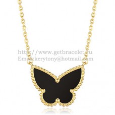 Van Cleef Arpels Pendentif Papillon Lucky Alhambra Or Jaune Avec Onyx Noir Nacre