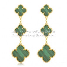 Van Cleef Arpels Boucles D'oreilles Magic Alhambra 3 Motifs Or Jaune Avec Malachite Van Cleef Arpels Boucles D'oreilles Magic Alhambra 3 Motifs Or Jaune Avec Malachite