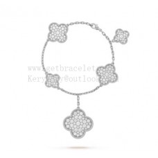 Van Cleef Arpels Bracelet Magic Alhambra 5 Motifs Or Blanc avec Diamants