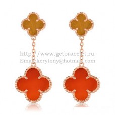 Van Cleef Arpels Boucles d'oreilles Magic Alhambra Or rose avec cornaline oeil de tigre