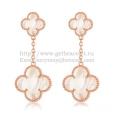 Van Cleef Arpels Boucles d'oreilles Magic Alhambra en or rose avec nacre blanche