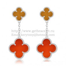 Van Cleef Arpels Boucles d'oreilles Magic Alhambra en or blanc avec cornaline oeil de tigre
