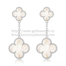 Van Cleef Arpels Boucles d'oreilles Magic Alhambra en or blanc avec nacre blanche Van Cleef Arpels Boucles d'oreilles Magic Alhambra en or blanc avec nacre blanche
