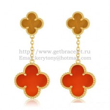 Van Cleef Arpels Boucles d'oreilles Magic Alhambra en or jaune avec cornaline oeil de tigre