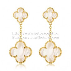 Van Cleef Arpels Boucles d'oreilles Magic Alhambra en or jaune avec nacre blanche