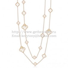 Van Cleef Arpels Collier Magic Alhambra Or Rose 16 Motifs Avec Nacre Blanche