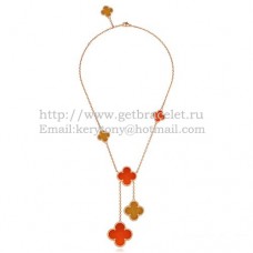 Van Cleef Arpels Collier Magic Alhambra Or Rose 6 Motifs Avec Oeil De Tigre Onyx Nacre