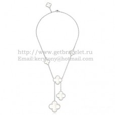 Van Cleef Arpels Collier Magic Alhambra Or Blanc 6 Motifs Avec Nacre Blanche