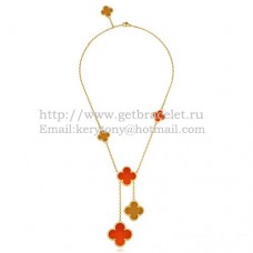 Van Cleef Arpels Collier Magic Alhambra Or Jaune 6 Motifs Avec Oeil De Tigre Onyx Nacre
