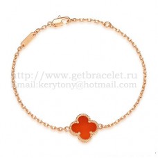 Van Cleef Arpels Bracelet Sweet Alhambra Or Rose Avec Nacre Cornaline