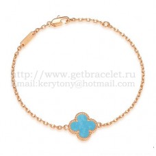 Van Cleef Arpels Bracelet Sweet Alhambra Or Rose Avec Nacre Turquoise