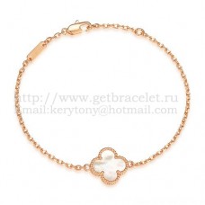 Van Cleef Arpels Bracelet Sweet Alhambra Or Rose Avec Nacre Blanche