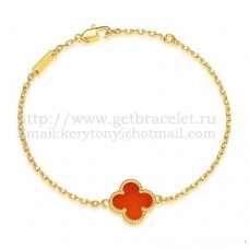 Van Cleef Arpels Bracelet Sweet Alhambra Or Jaune Avec Nacre Cornaline