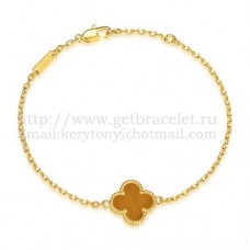 Van Cleef Arpels Bracelet Sweet Alhambra Or Jaune Avec Oeil De Tigre Nacre