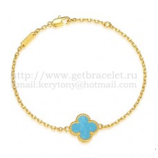 Van Cleef Arpels Bracelet Sweet Alhambra Or Jaune Avec Nacre Turquoise