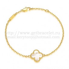 Van Cleef Arpels Bracelet Sweet Alhambra en or jaune avec nacre blanche